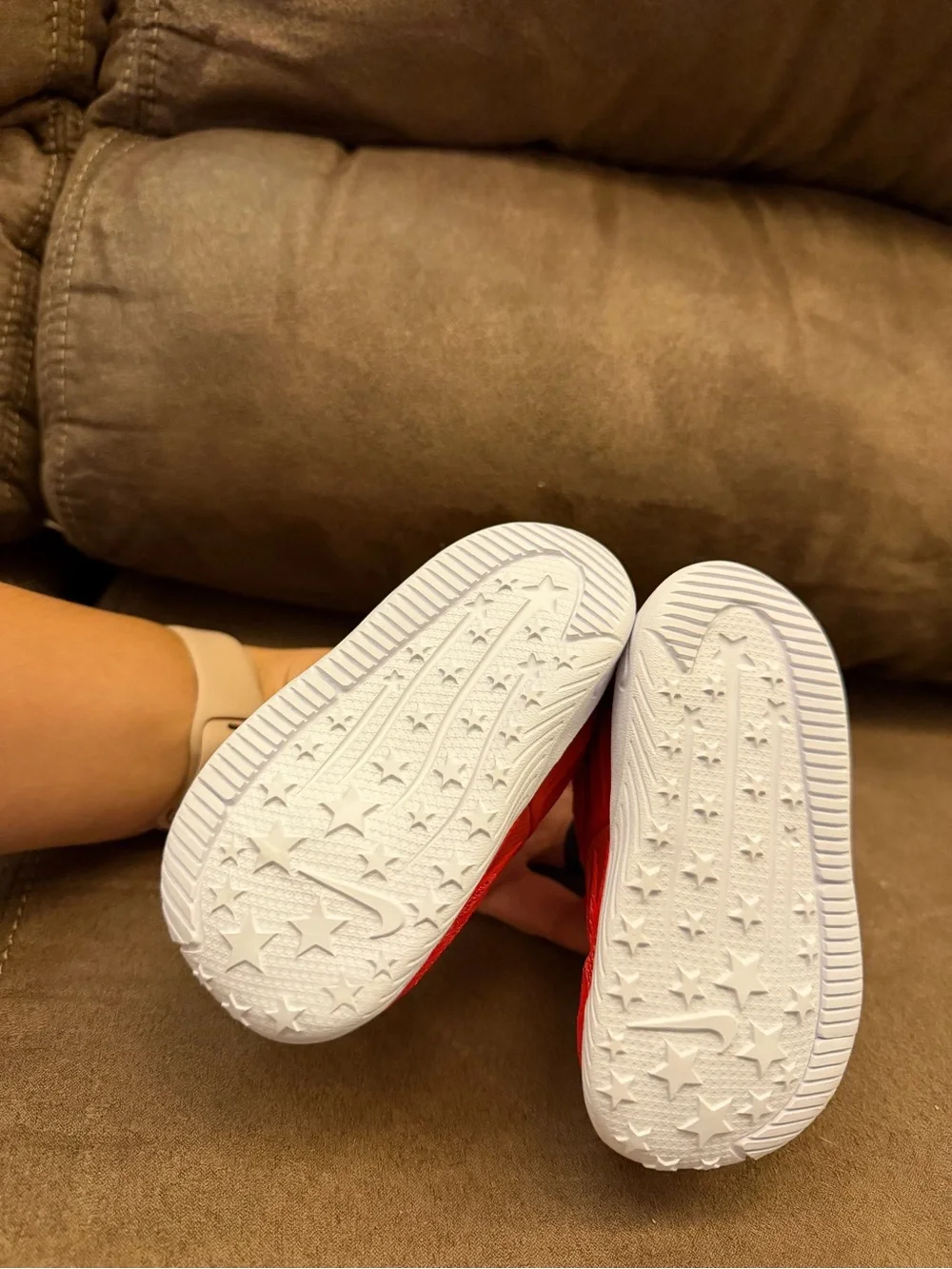 Nike Toddler Bright Red Mesh Sneakers with White Sole